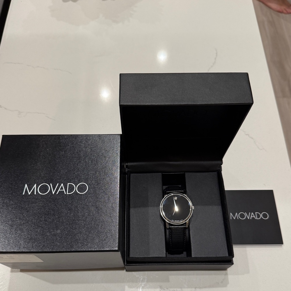 Movado museum black dial watch